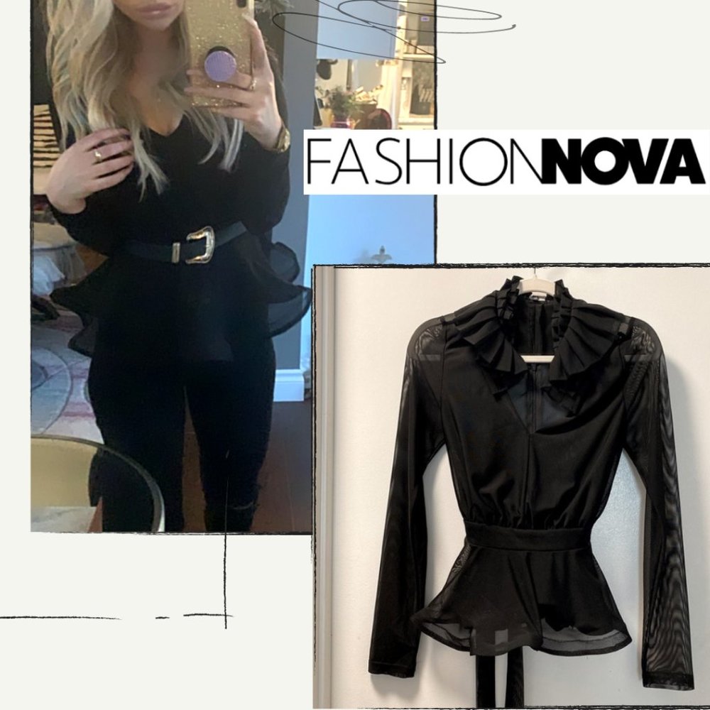 DRESS TOP (BLACK SEMI SHEER)